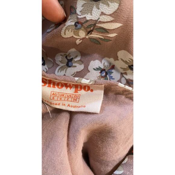 Showpo Mauve Floral V-Neck Side Ties Short Sleeve Elastic Waist Jumpsuit Size 2 - Picture 3 of 8